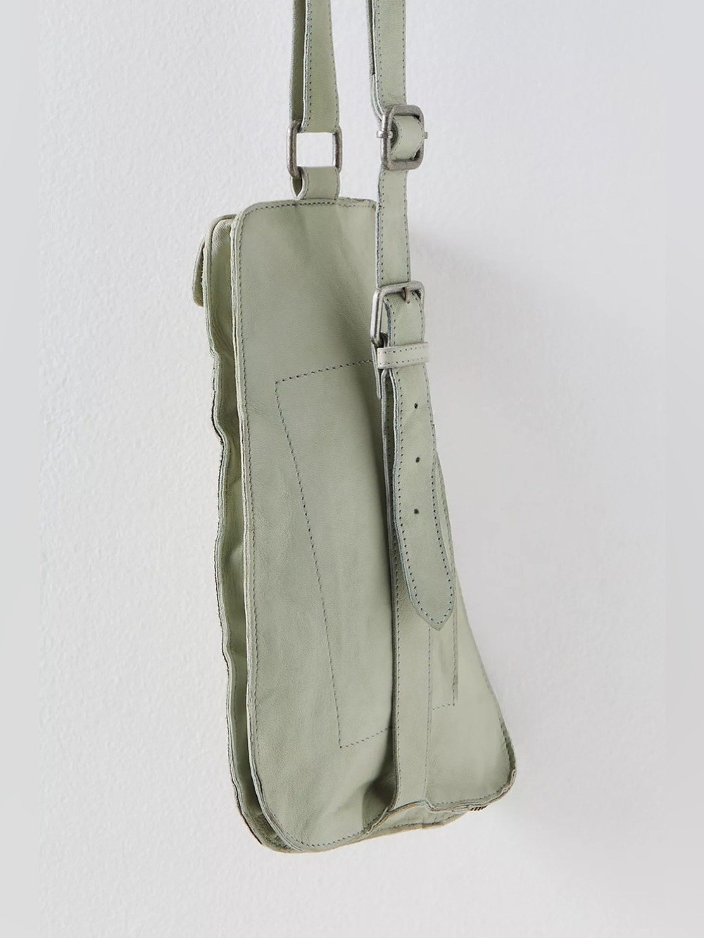 RARE Free People Jagger Leather Sling Bag Seafoam Crossbody Boho New With Tag - Picture 7 of 10